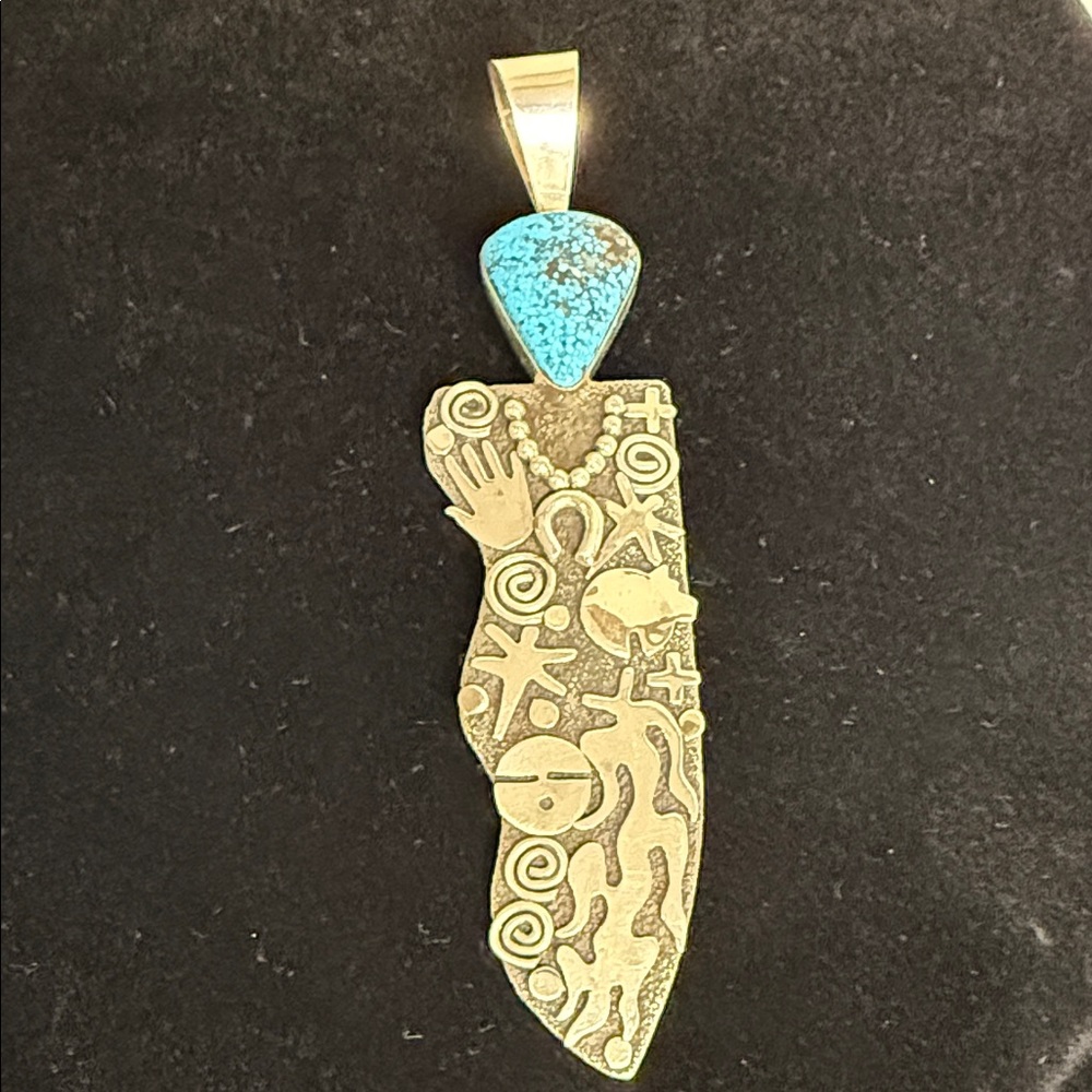 Alex Sanchez Grandmother Pendant featuring Waterweb Kingman Turquoise